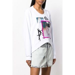 Diesel Free Poetry Graphic Print White Sweatshirt Size XS